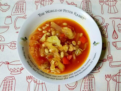 野菜たっぷり☆鶏モモと大豆のトマトスープ